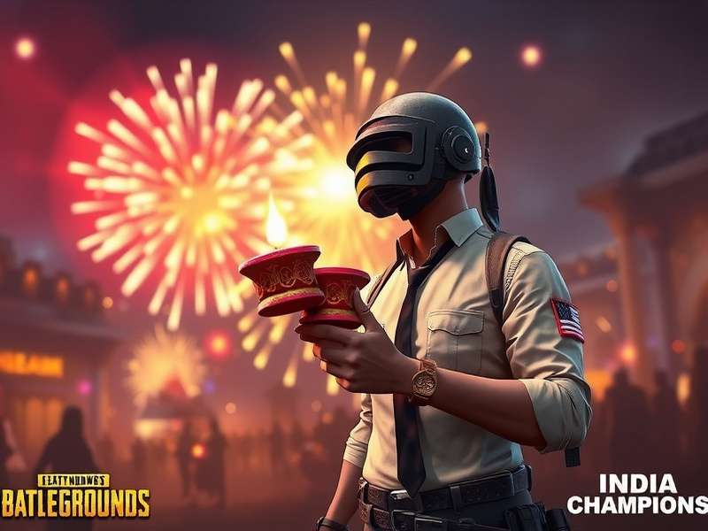 PUBG India Champions Diwali event showing players with diya loot boxes and firework effects